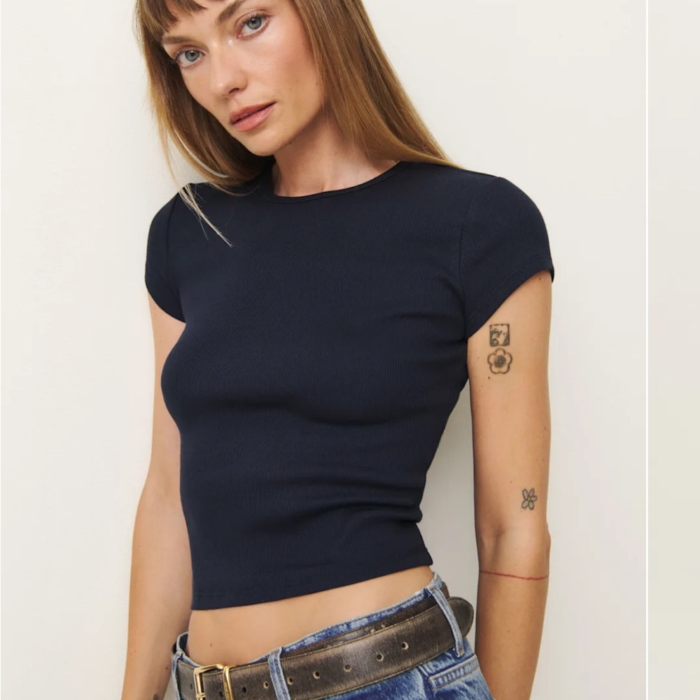 Reformation Navy Crop Top